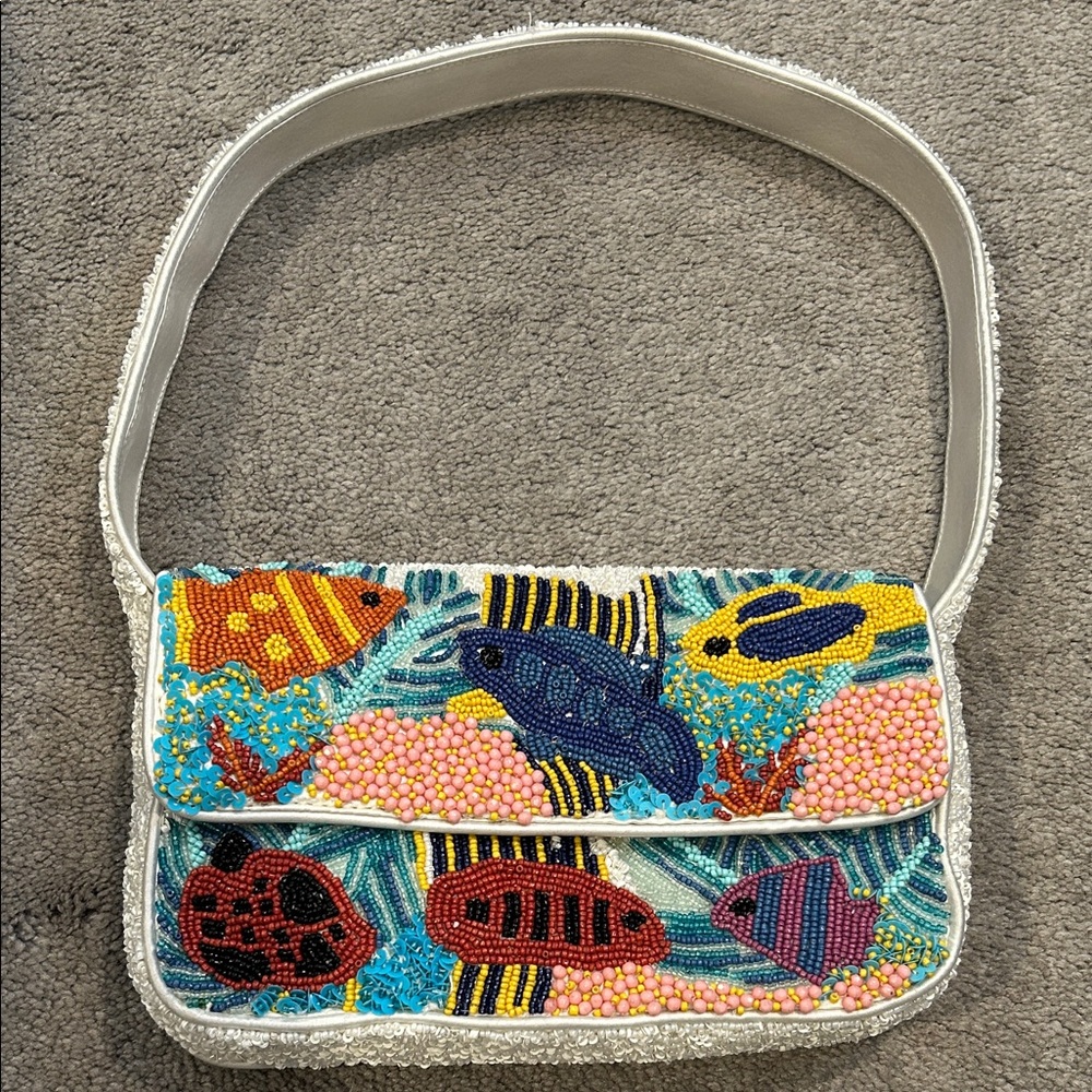 Marshalls Multicolor Beaded Fish Shoulder Bag
